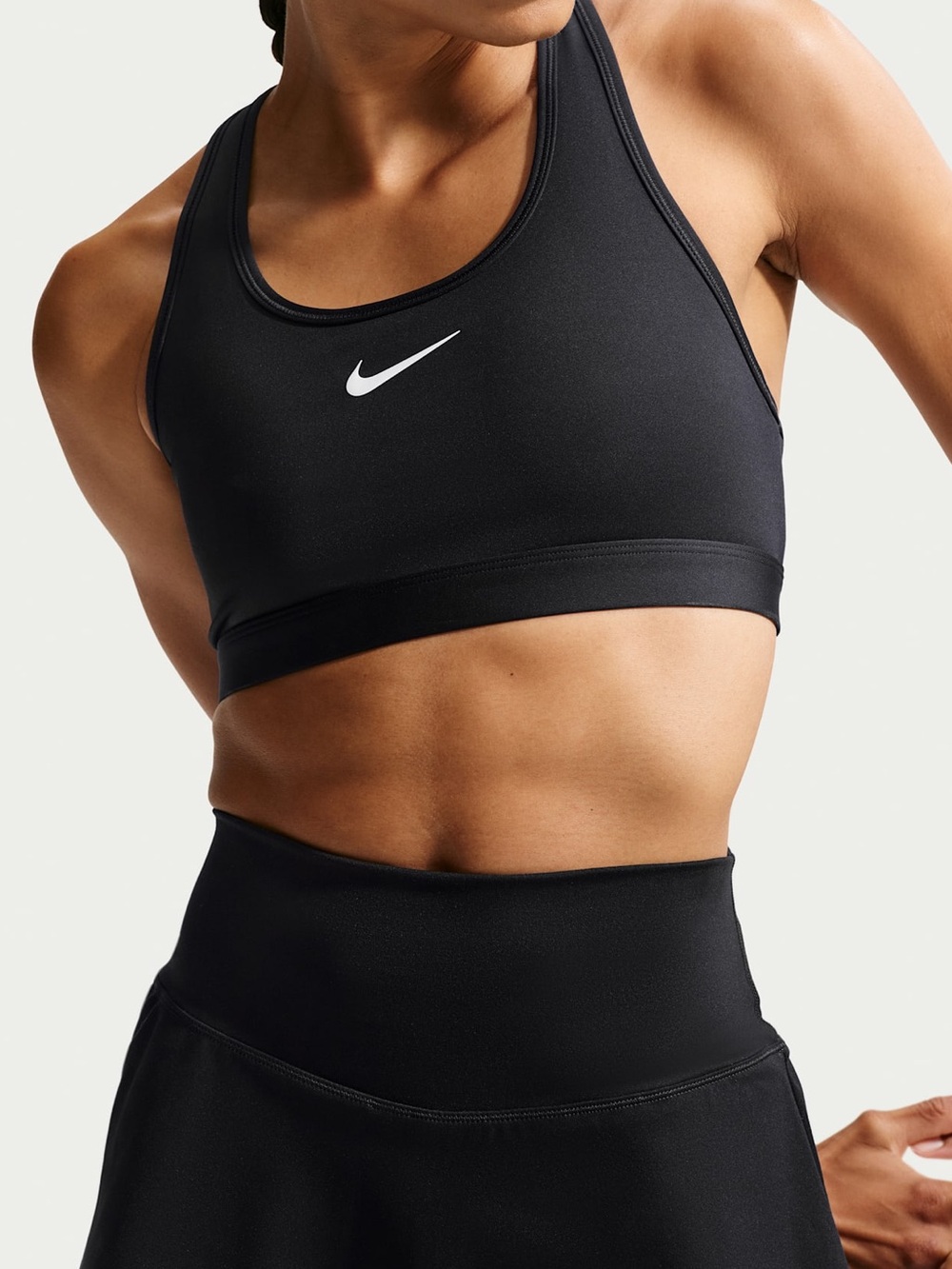 NIKE Dri Fit Women's Swoosh Padded Compression Top Black size large